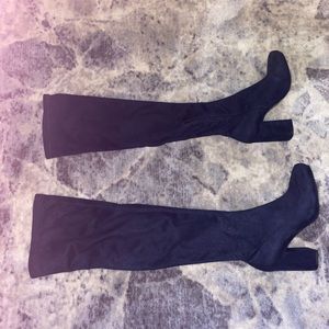 Zara - Suede Over the Knee Boots. Navy. Sz 8